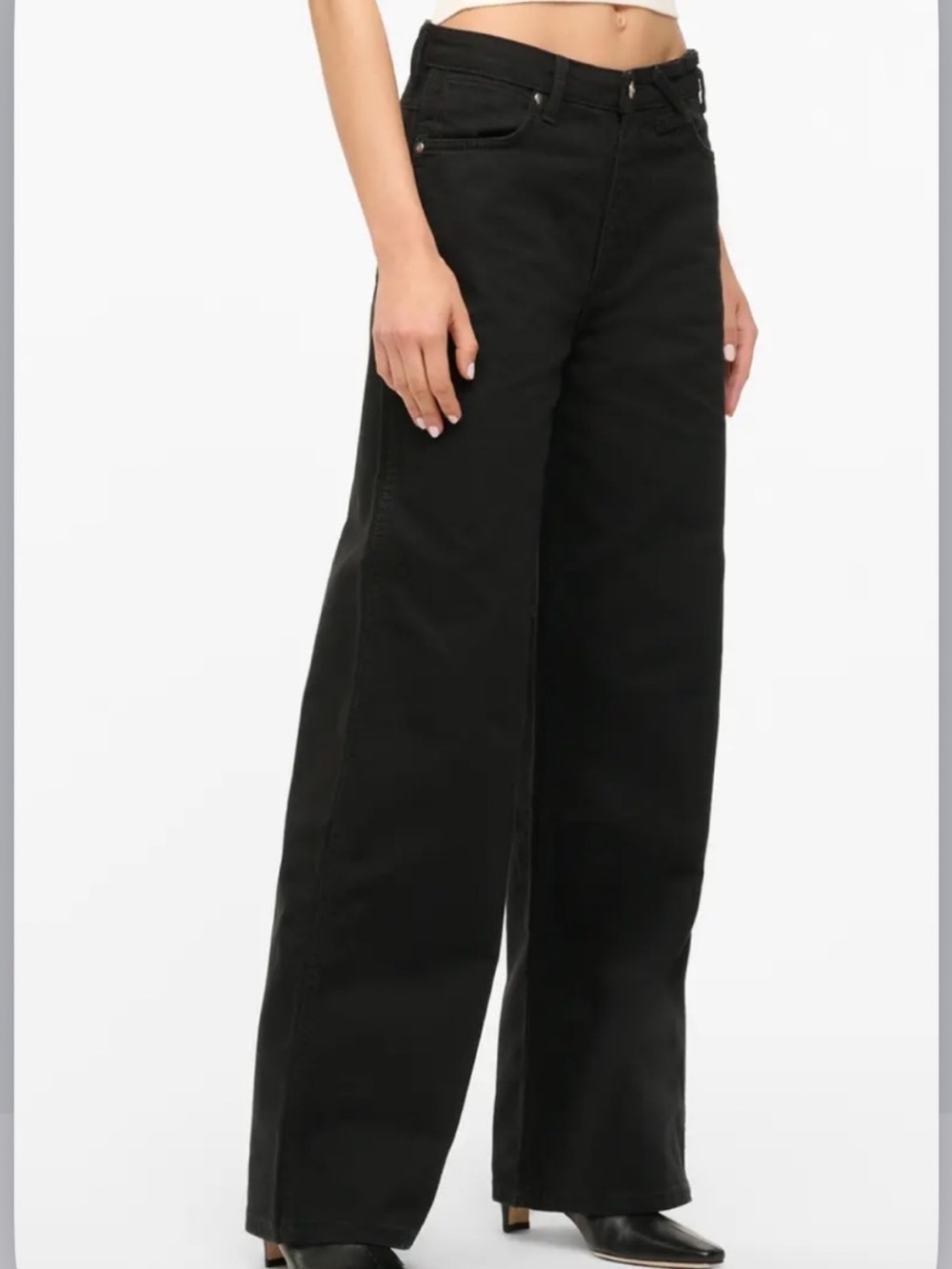 NWT Wrangler x Staud The Loose Fit Jeans Black Cotton High Waist Size 25x32